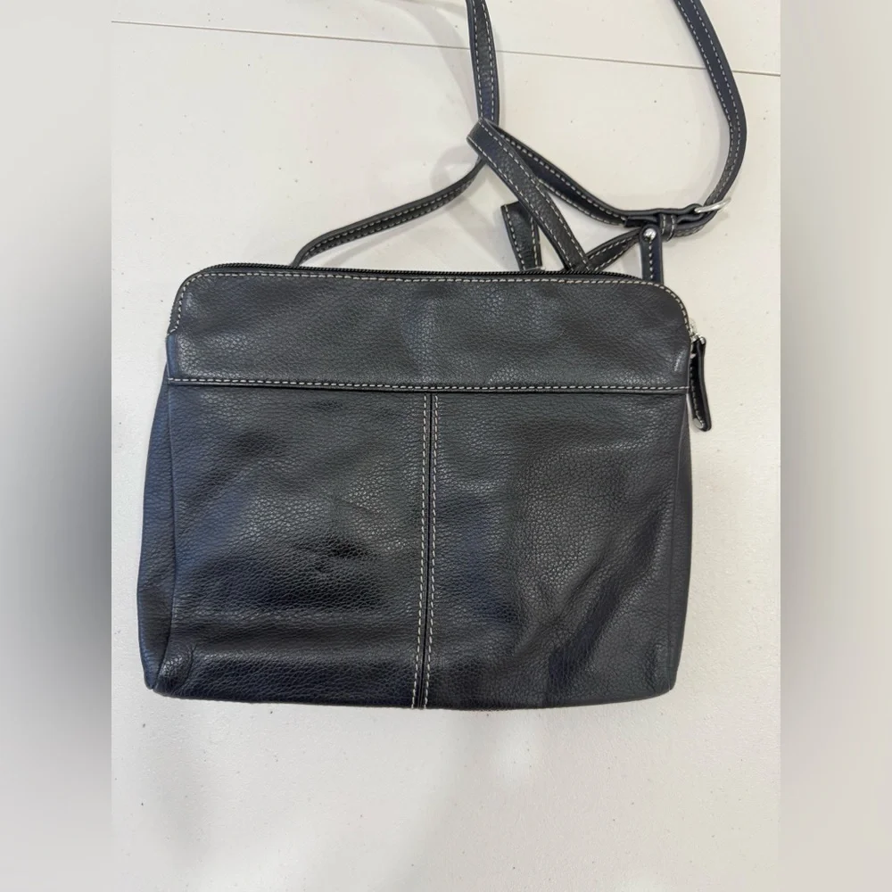 Tignanello Small Black Leather Crossbody Organizer